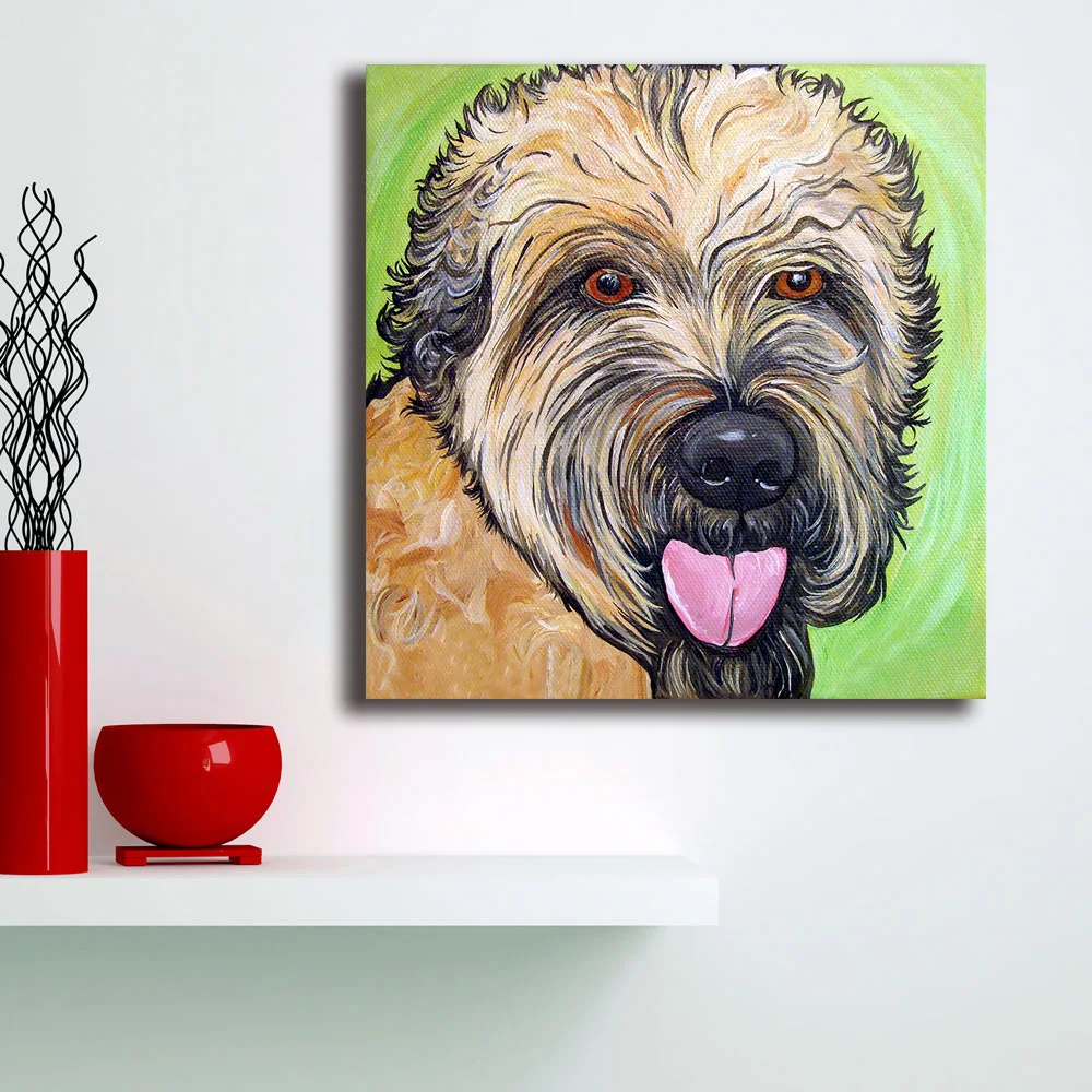 Новая распродажа масляная живопись Wheaten Terrier настенная холст краски домашний