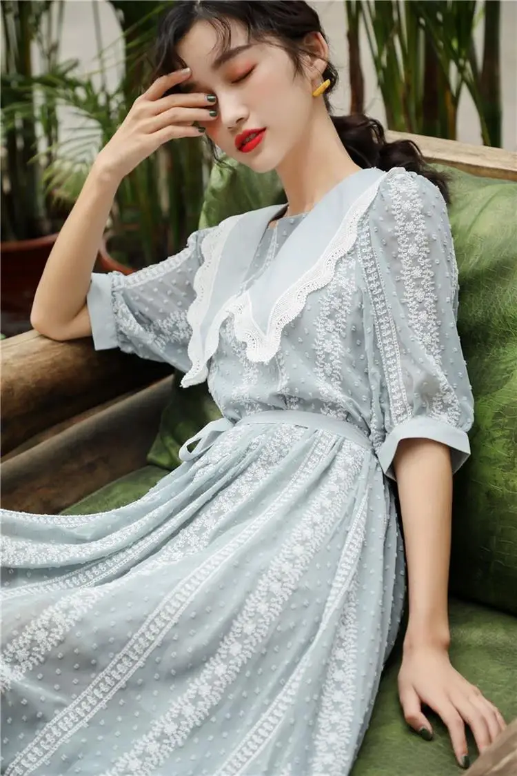 2019 Новое модное женское длинное платье в летних моделях кружева талии