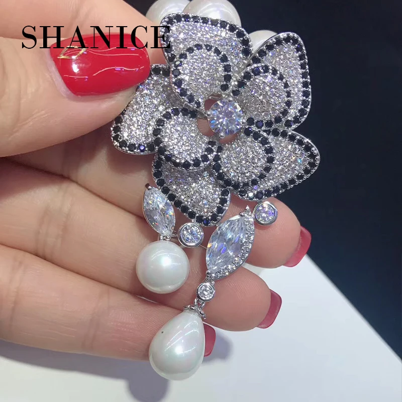 SHANICE Роскошная свадебная брошь с кубическим цирконием жемчуг цветок булавка | Отзывы и видеообзор