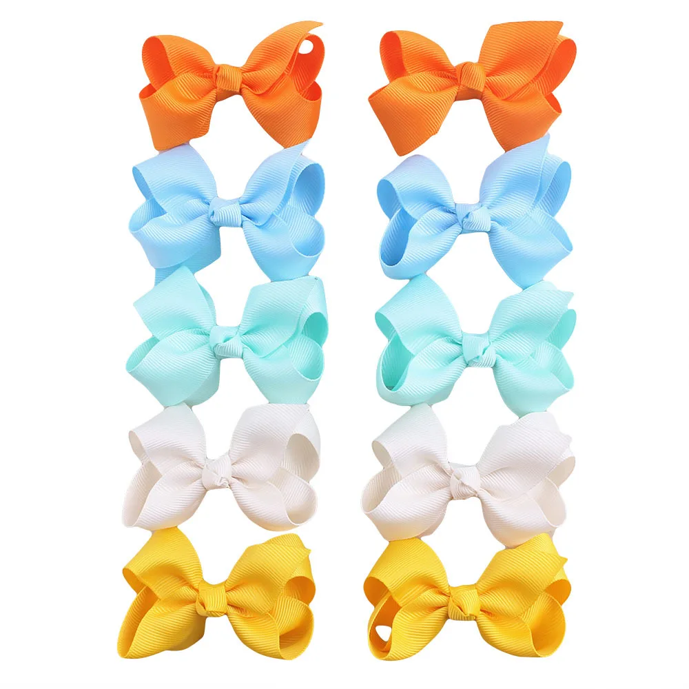 Yundfly 10pcs/lot 3&quot Handmade Ribbon Bows With Alligator Clips Kid Fashion Boutique Hair Clip Accessories | Мать и ребенок