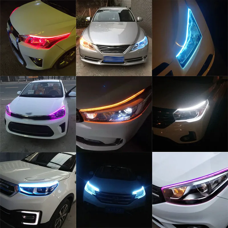 YHKOMS 1 шт. автомобильные лампы для автомобилей DRL светодиодный дневные ходовые огни указатель поворота желтая направляющая полоса для фар в сборе DRL лампа