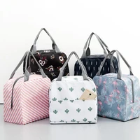 functional pattern cooler lunch box portable insulated canvas lunch bag thermal food picnic lunch bags for women kids