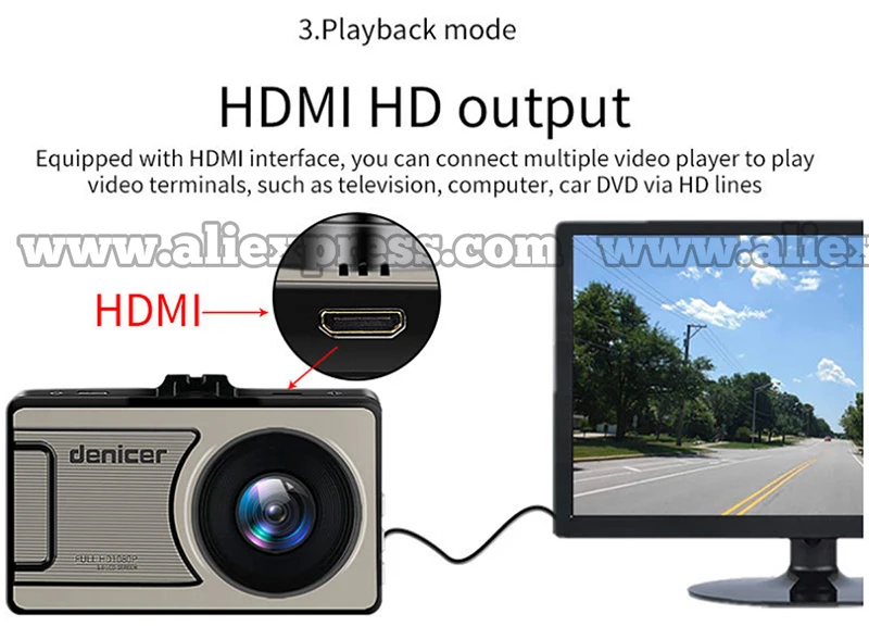 Автомобильный видеорегистратор Full HD 1080P DVR с углом обзора 170 градусов, видеорегистратор с функцией ночного видения