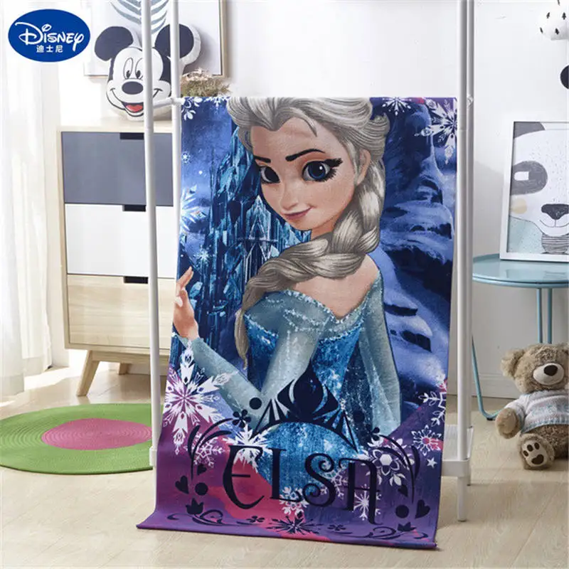 Elsa Disney Микки Мышь детей полотенце хлопок мультфильм изображением Эльзы из мультфильма «Холодное сердце» Человек-паук София для мальчиков и девочек мягкий большой пляжное полотенце 70x140 - Цвет: Elsa