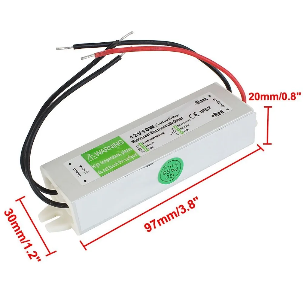 20pcs10W AC к DC12V водонепроницаемый IP67 Электронный Драйвер Открытый блок питания