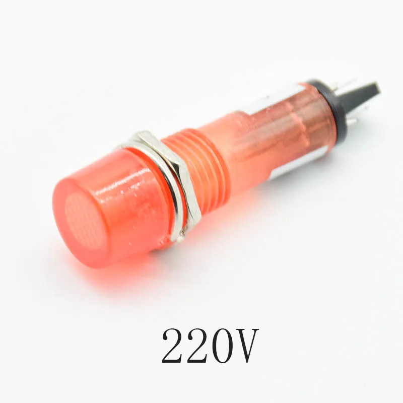 220V Orange 5 шт. сигнальная лампа панель монтажный неоновый Индикатор красный зеленый оранжевый свет 220 в 12 В 24 В DC монтажное отверстие 10 мм - Цвет: 220V Orange