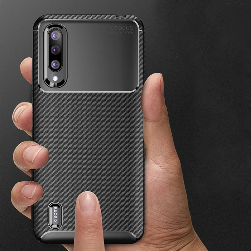 Luxury Carbon Fibe Phone Cover for Xiaomi Mi CC9 A3 Case Shockproof Soft Silicon TPU xiaom cc9e Lite | Мобильные телефоны и