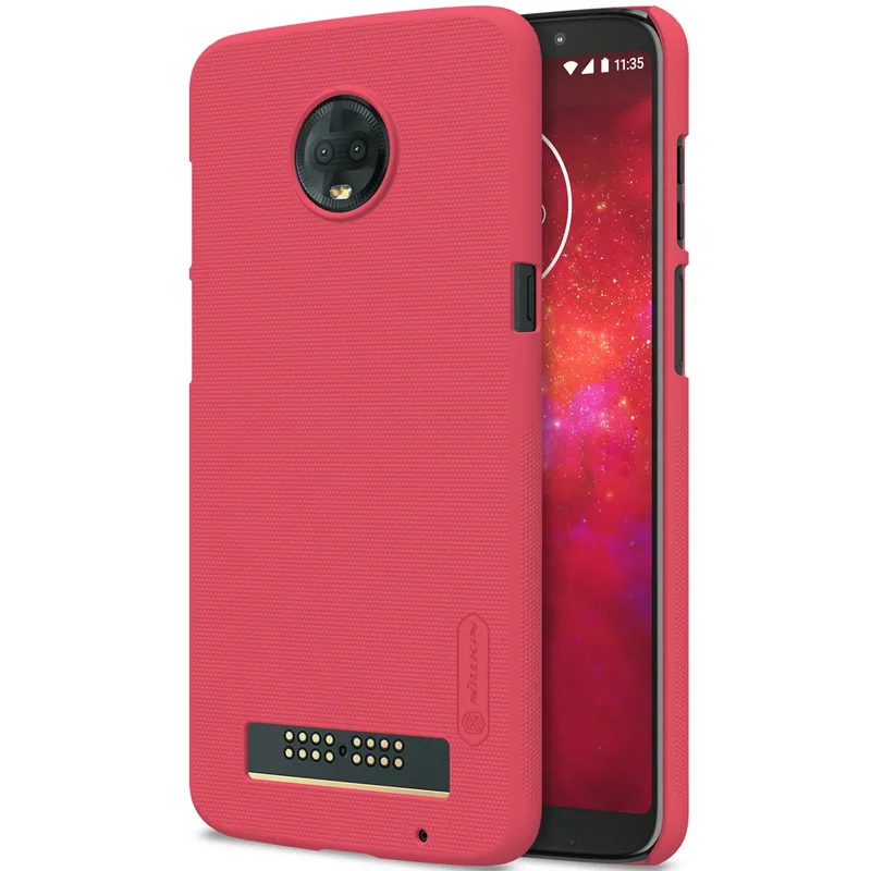 10 шт./лот Nillkin Super Frosted Shield чехол для moto Рола moto z3 играть ПК жесткий задняя крышка для moto z3 случае - Цвет: Красный