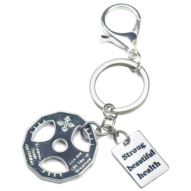 Тренажерный зал фитнес Нержавеющая сталь Брелки монограмма гравировка кулон