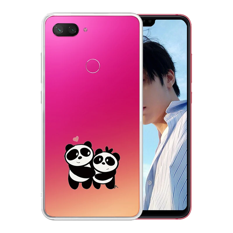 Мультфильм Силиконовые чехол для телефона Xiaomi Mi 8 Lite тонкий мягкий с милой пандой