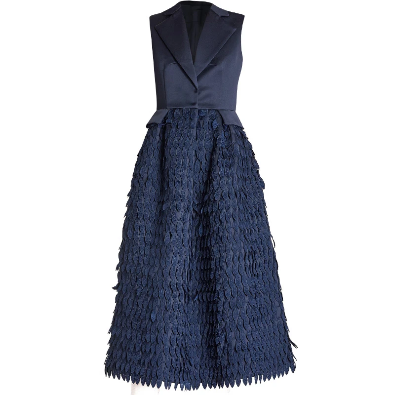 Чтобы GLADSELF платье без рукавов Для женщин кружева лоскутное V шеи туника Высокая