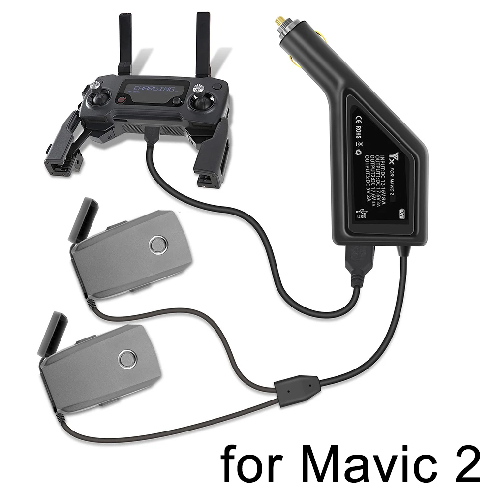 Автомобильное зарядное устройство для DJI Mavic 2 батарея 3 в 1 Быстрая Зарядка