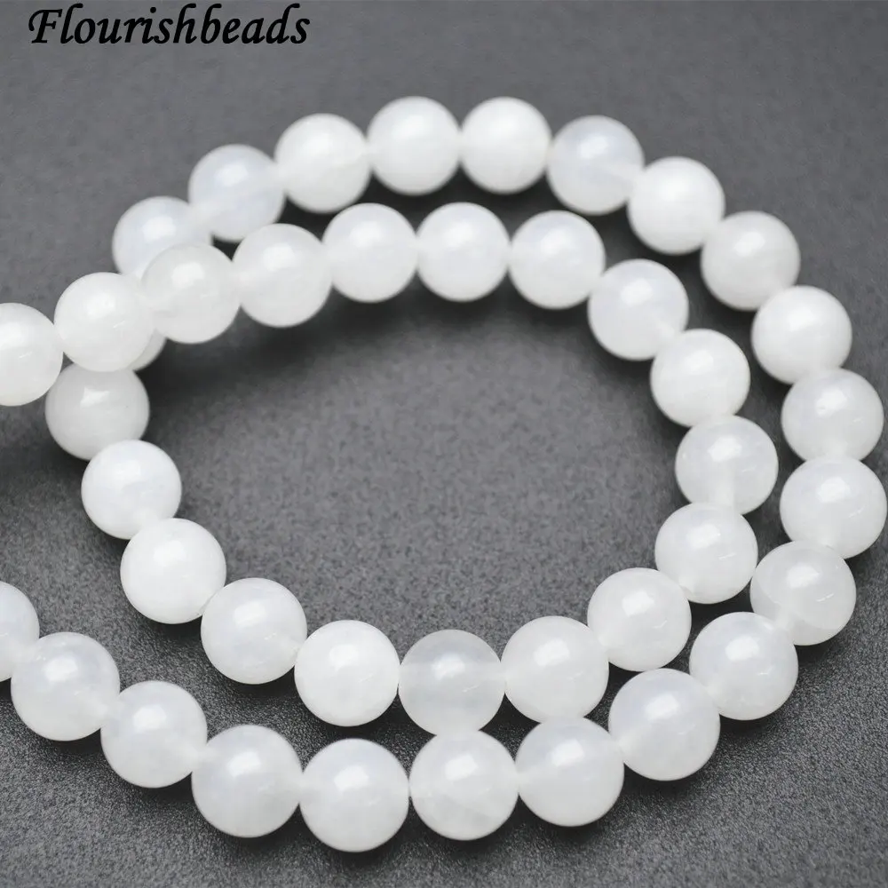 

6mm 8mm Natural White Marble Jade Stone Round Loose Beads