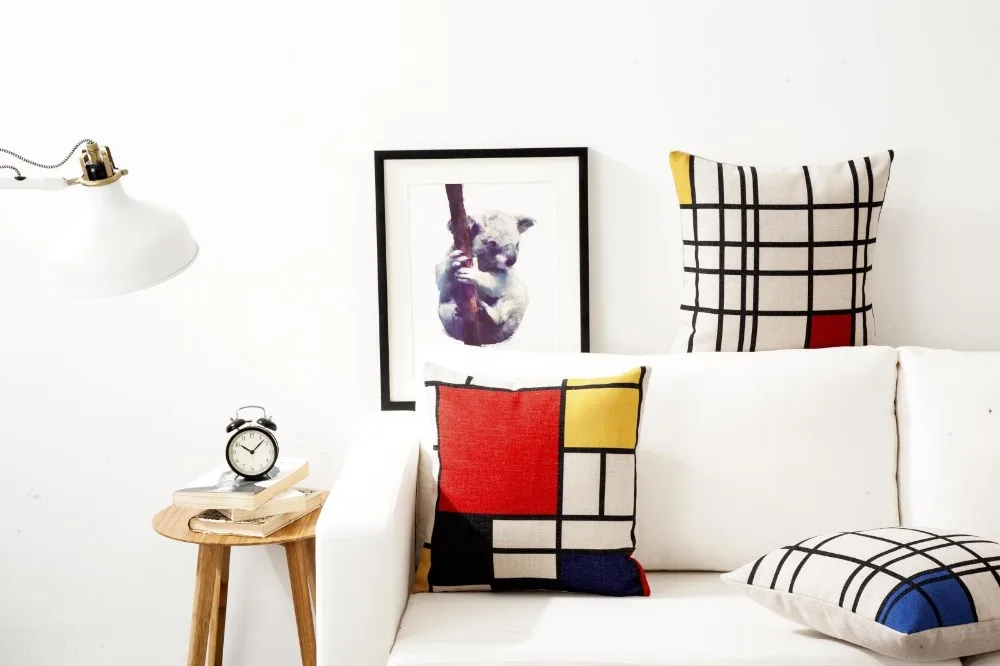 Mondrian Подушка с геометрическим рисунком чехол синий красный геометрический чехол для подушки домашнее декоративное белье Наволочка для дивана