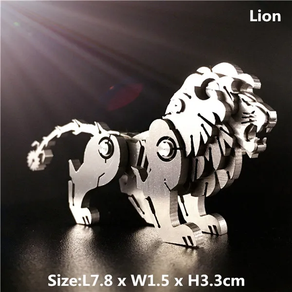 lion DIY сборные модели игрушки Коллекция рабочего стола для взрослых детей 3D металлическая модель Китайский Зодиак динозавры Западный Огненный Дракон - Цвет: lion