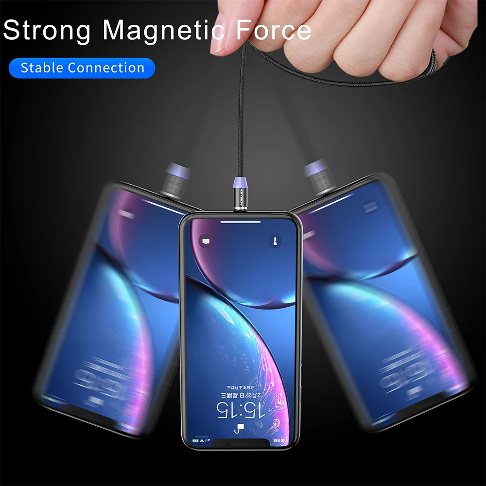 KEYSION светодиодный магнитный кабель для Lightning Micro USB Type C телефонный iPhone X Xr Xs Max 1 м 2 2A