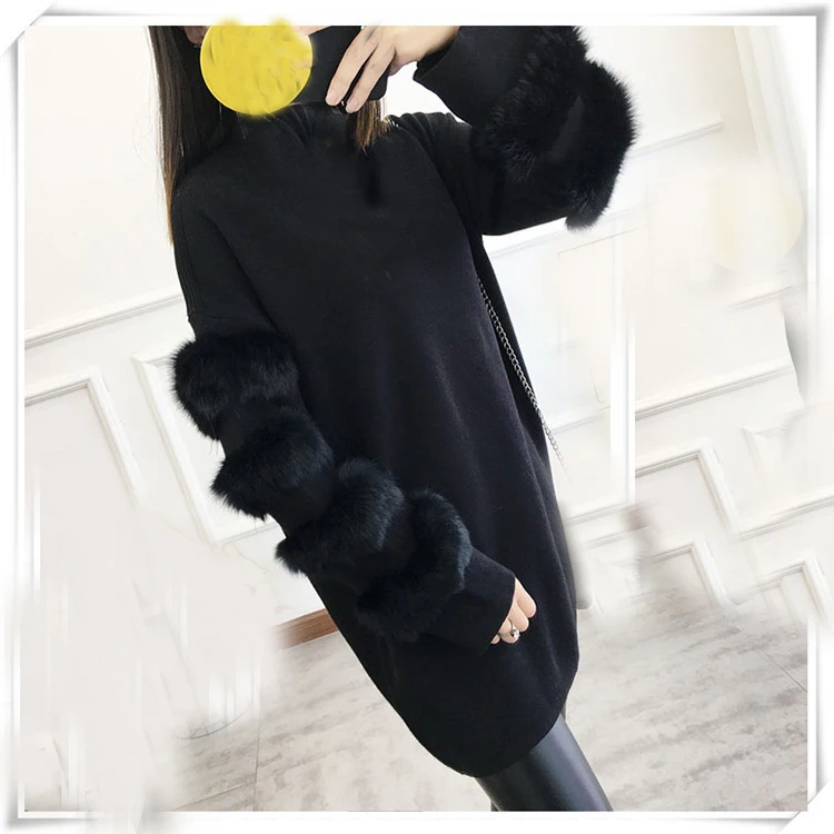 style 1 black Свитер с бусинами из искусственного меха; джемперы с длинными рукавами; Женская водолазка; повседневные пуловеры; женский свитер; пальто; топы оверсайз - Цвет: style 1 black