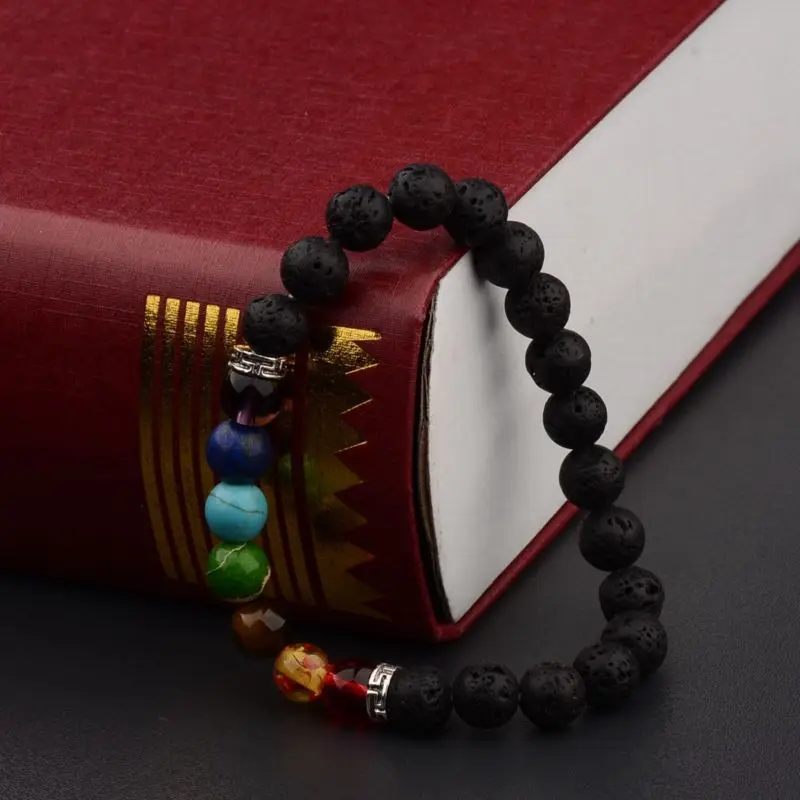 Fashion 8MM Natural Matte Stone Reiki  Beads Charm Beaded 7 Chakra Bracelets