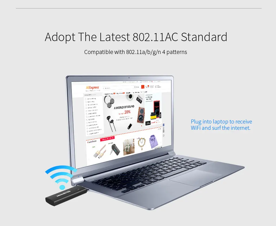 COMFAST Wi-Fi адаптер 802.11AC 2 4G 300M + 5 8G 867M двухдиапазонный USB мощный ПК Wifi ресивер |