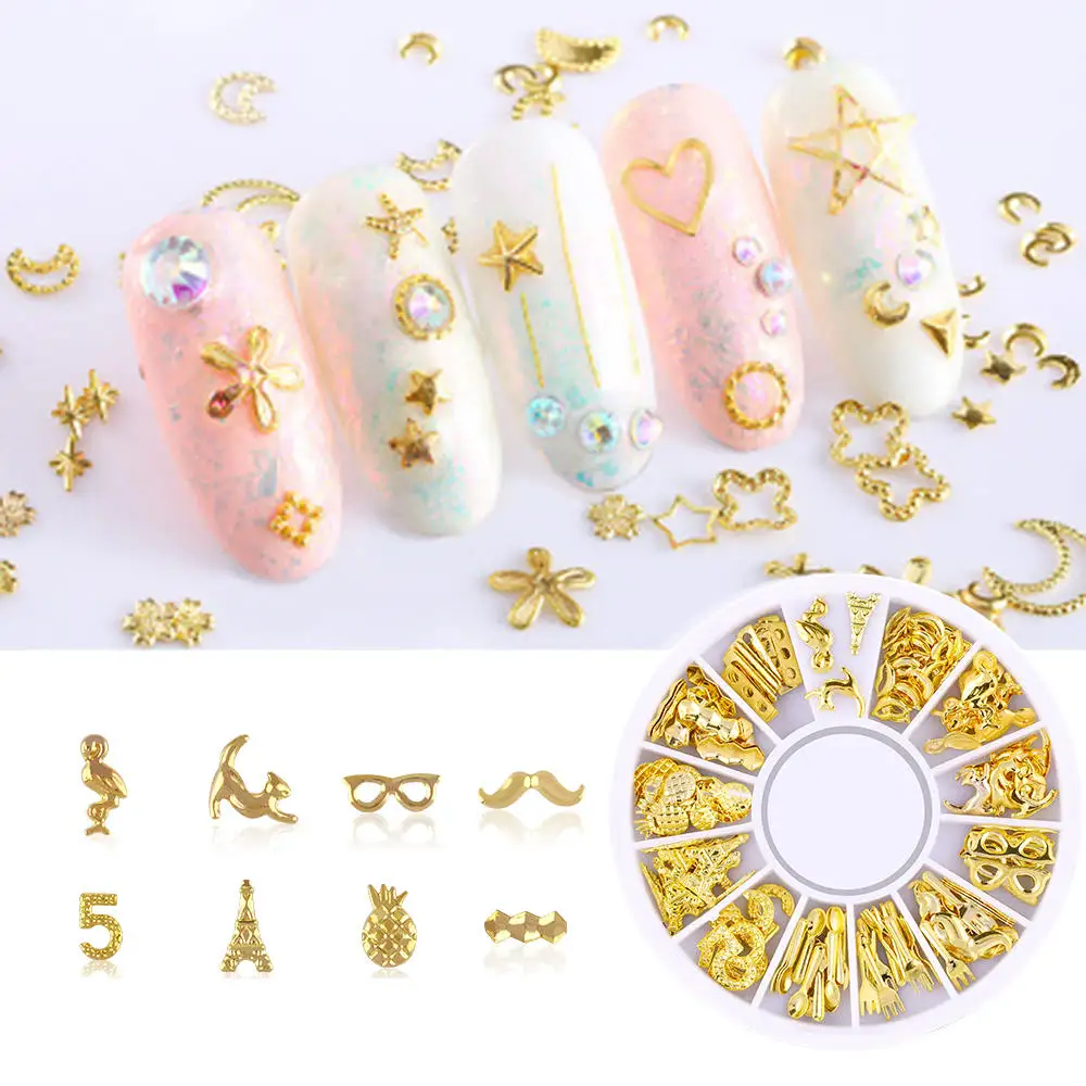 1 лист Nail Art Rhinestone украшения DIY 3D ногтей аксессуары Звезда Луна ажурные ногтей Декоративная заклепка ювелирные изделия