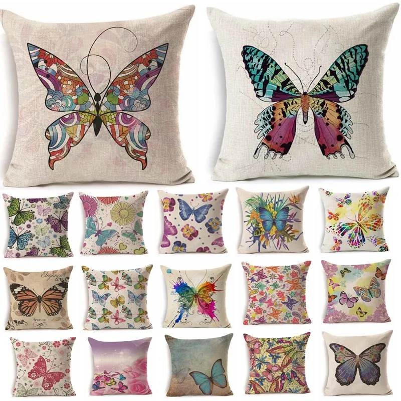 RIANCY Красочные Наволочка для подушки в форме бабочки Лен Пледы Подушки Детские