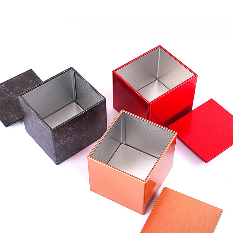 12pcs Metal Storage Box Tin Jar Square Scrub Tea Box Organizer Wedding Christmas Birthday Gift Boxes Small Things Container