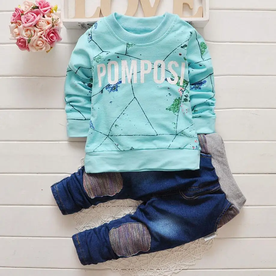 New Boys Clothes Spring Kids Sport Suit Children Clothing Sets Letter T-Shirt+Pants 2Pcs Outfit Autumn Baby Tracksuits |