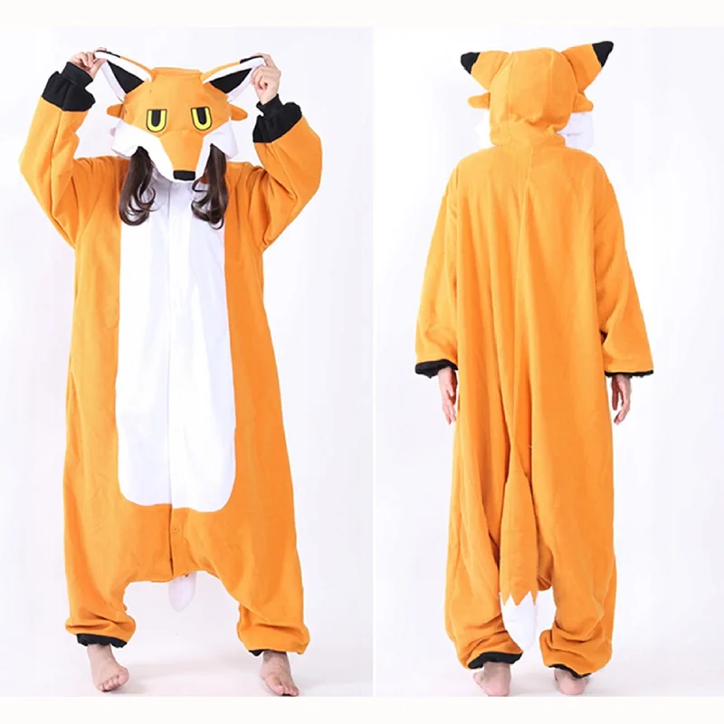 JINUO Orange Fox Мягкие Onesie флисовая Пижама мягкий мультфильм костюм комбинезоны пижамы