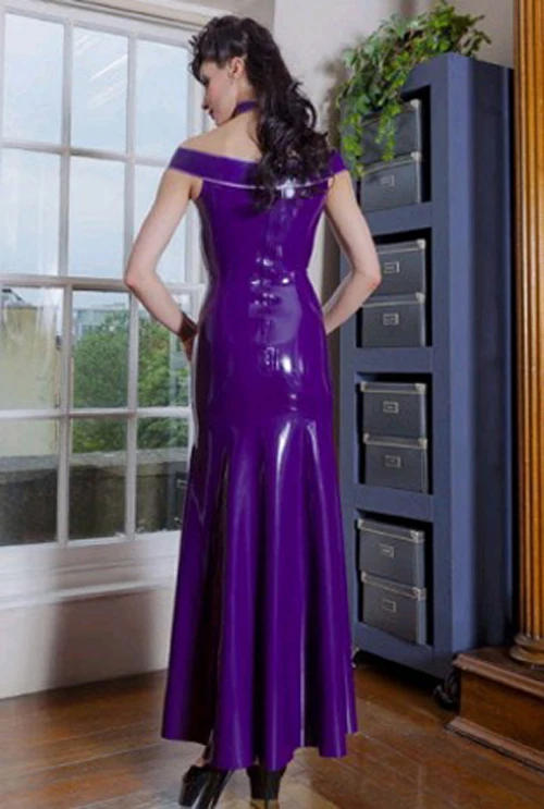 Модные женские латексные платья без рукавов из латекса для вечеринки фиолетовые