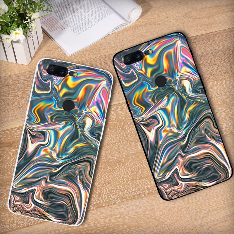 6.01 inch for OnePlus 5T Slim Transparent Silicone Rainbow Phone Case Fundas For One Plus 1+5T Shell Back Black Matte Cover |