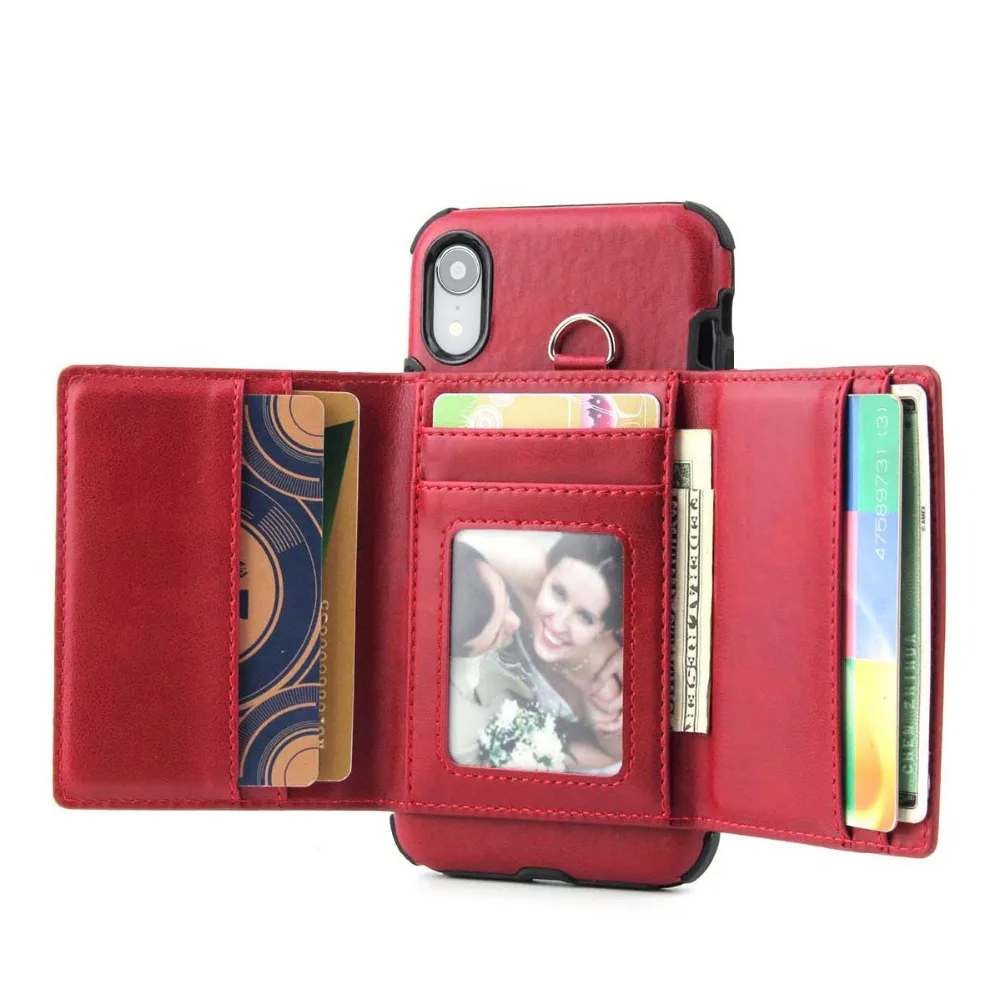 Phone Case for iPhone XR XS Folio Style Flip Protective PU Leather Credit Card Slot Cover Funda Capa | Мобильные телефоны и