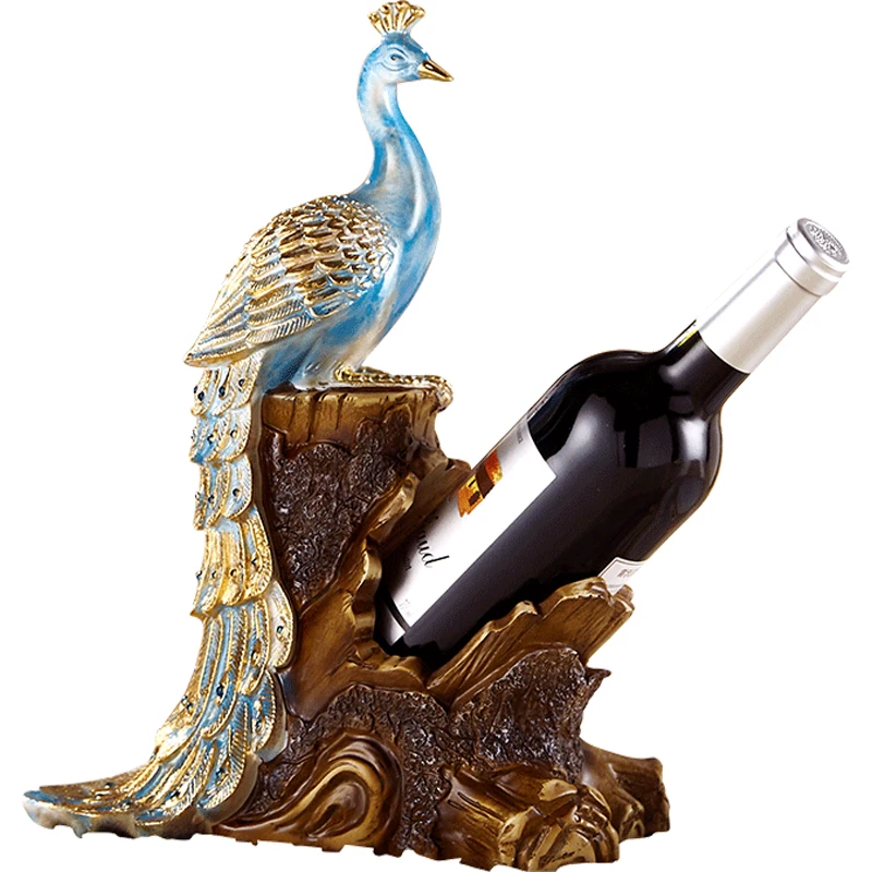 

Nordic creative resin peacock red wine holders Wine cabinet home decor crafts room decoration objects living room ornaments gift