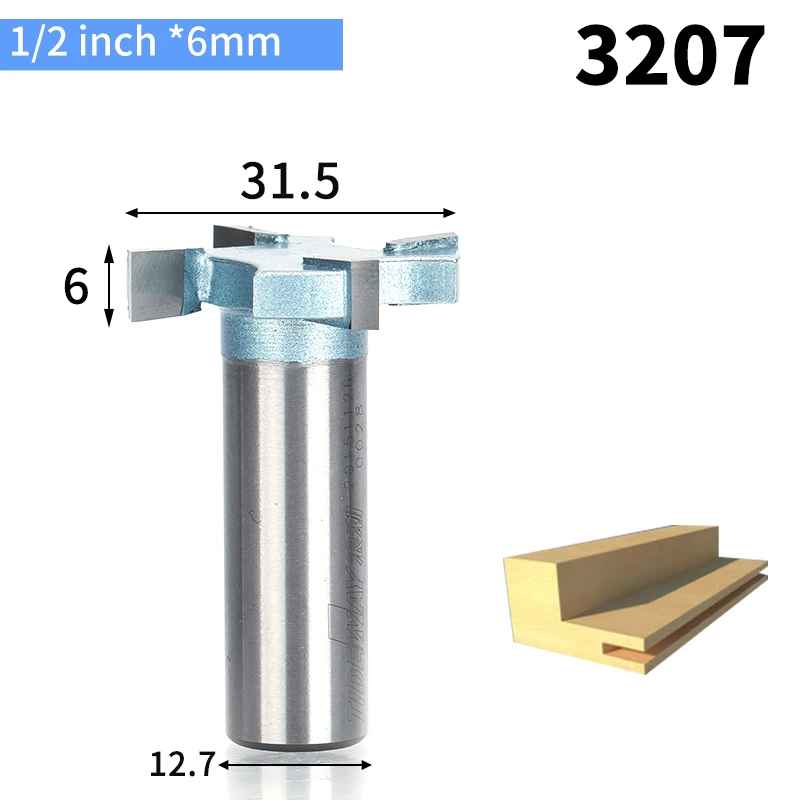 HUHAO 1 шт. 1/" 1/2" хвостовик 4 края Т Тип долбежный резак деревообрабатывающий инструмент фрезы для дерева промышленного класса фрезы - Длина режущей кромки: 3207