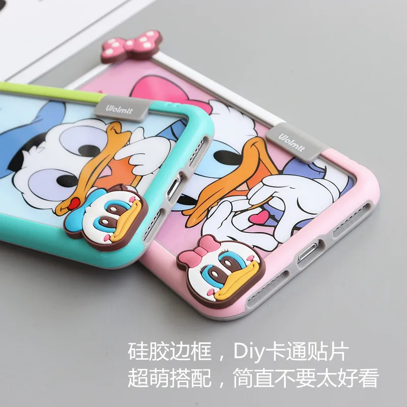 Для iPhone XS max XR X пленка для экрана из закаленного стекла(F& B)+ мягкий бампер для iPhone 11pro 8 8plus 6 6SP 7 7P Дейзи Дональд Дак Fudas