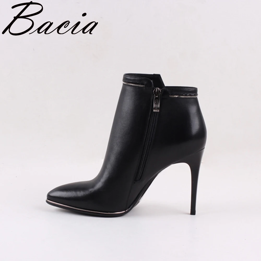 Bacia/пикантные женские ботинки зимние ботильоны из натуральной кожи на высоком