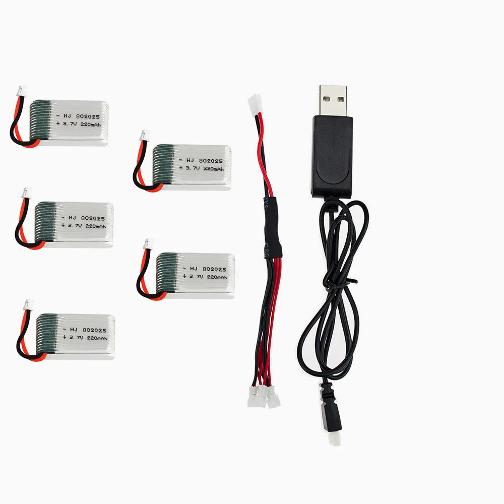 5 шт. 3 7 В 220 мАч литий полимерный аккумулятор с usb зарядным устройством и кабелем