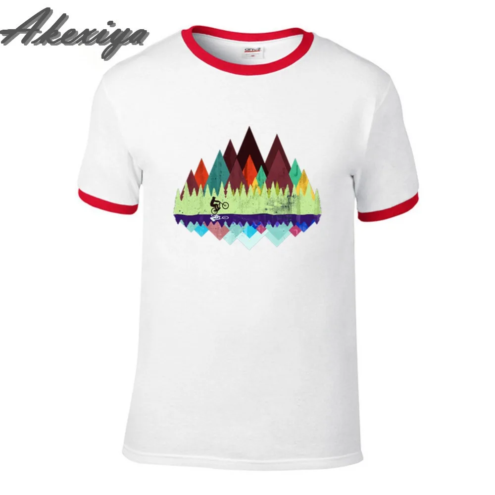 

Interesting Colorful and beautiful Mountain Biking Downhill Tshirt Funny Vintage T-shirt Men Punk Cotton Bicycle Tops Tee
