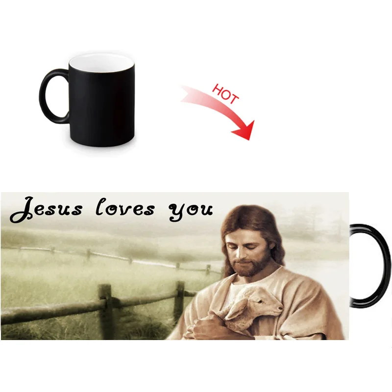 Заказная тепловая кружка с надписью Jesus Love молочное пиво кофе керамические