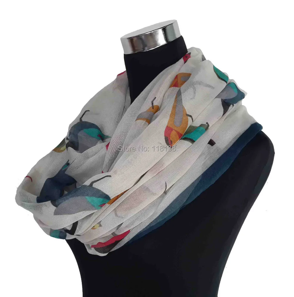 Модный цветной шарф хомут с принтом Птицы Бесконечность шаль шарфы Женские