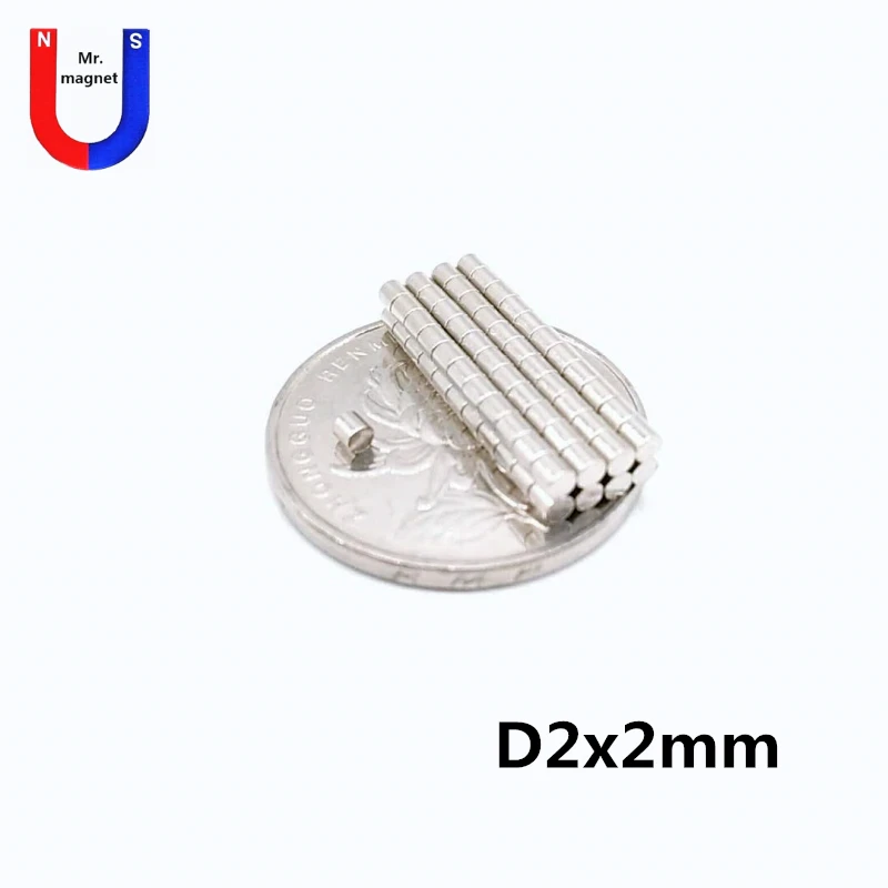 

200pcs magnetic material products D2x2 mini round flaky permanent neodymium magnet 2*2 super strong suction High quality magnets