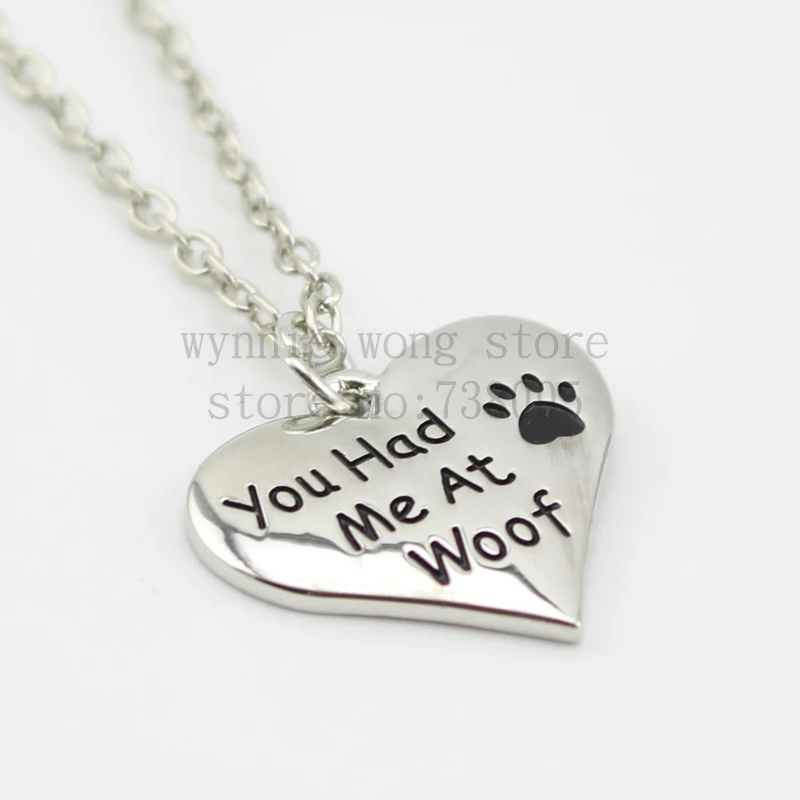 Ожерелье в виде сердца &quotyou had me at woof&quot с принтом лапы оптовая продажа ювелирных