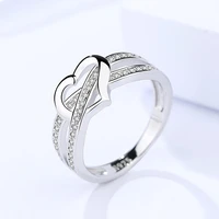 fashion 100 genuine 925 sterling silver rings for women retro cubic zirconia stone s925 silver heart ring for ladies