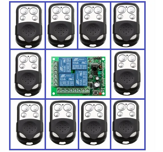 Горячая продажа DC12V 4CH RF беспроводной переключатель системы дистанционного управления 10 передатчик и 1 приемник релейный приемник умный дом переключатель