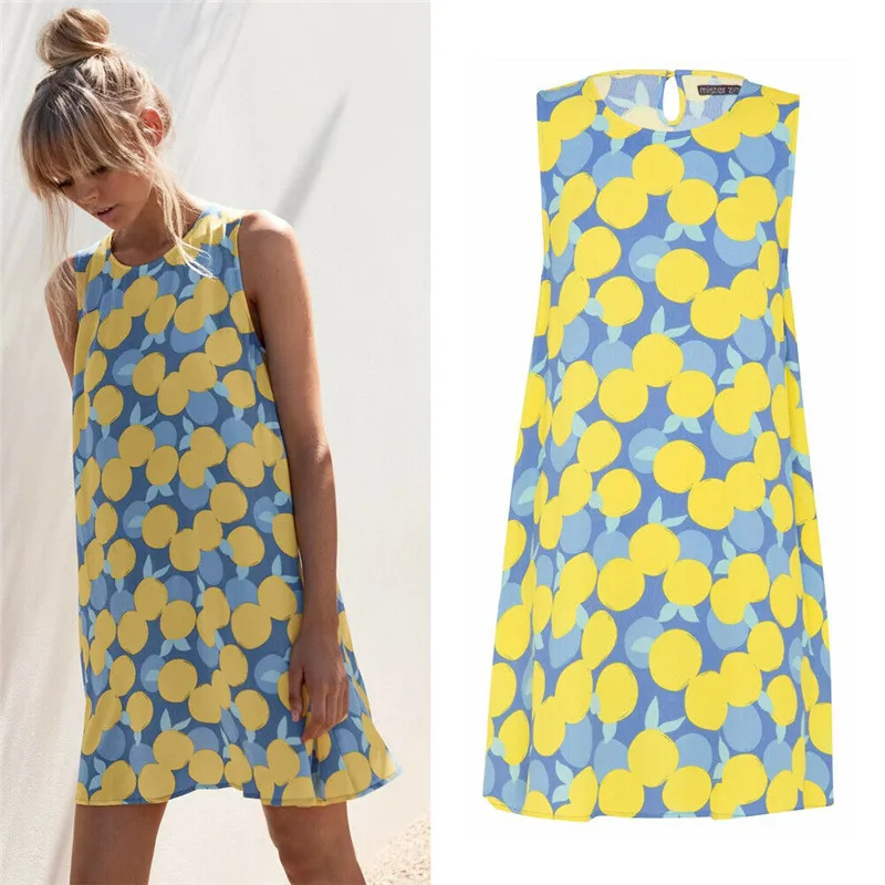 Платье женское повседневное Пляжное без рукавов с цветочным принтом | Женская