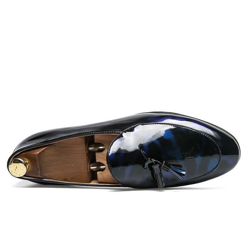 FIXSYS/Лидер продаж Мужские лоферы с кисточками из лакированной кожи оксфорды без