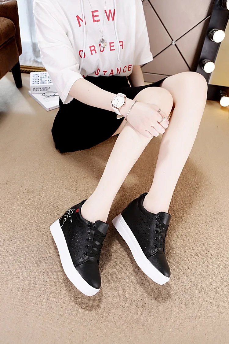 Akexiya/женская повседневная обувь увеличивающая рост кроссовки на платформе Белая