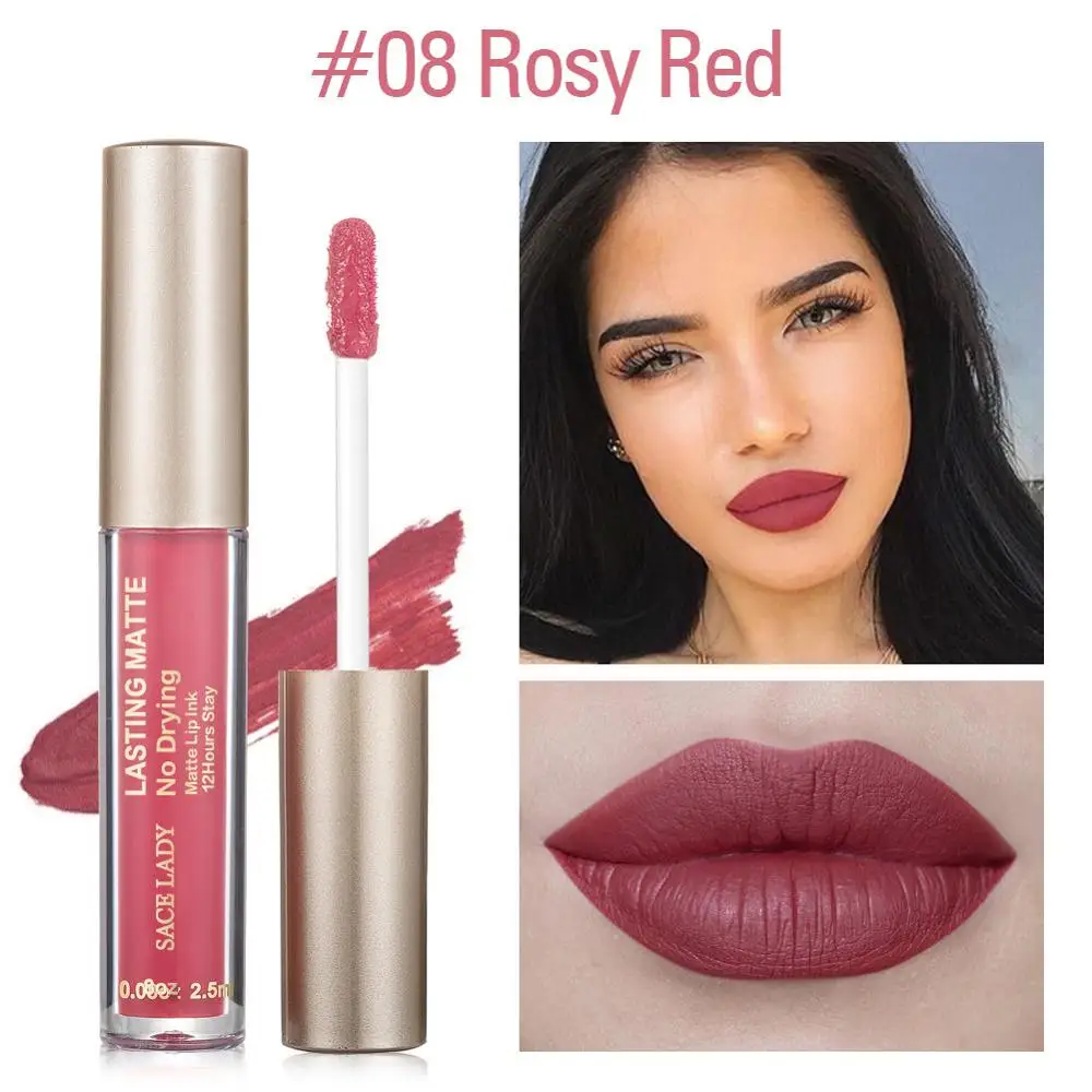 08 Rosy Red SACE LADY матовая губная помада макияж 23 Цвета жидкая губная помада красный телесный оттенок для губ увлажняющий макияж водостойкий стойкий косметический - Цвет: 08 Rosy Red