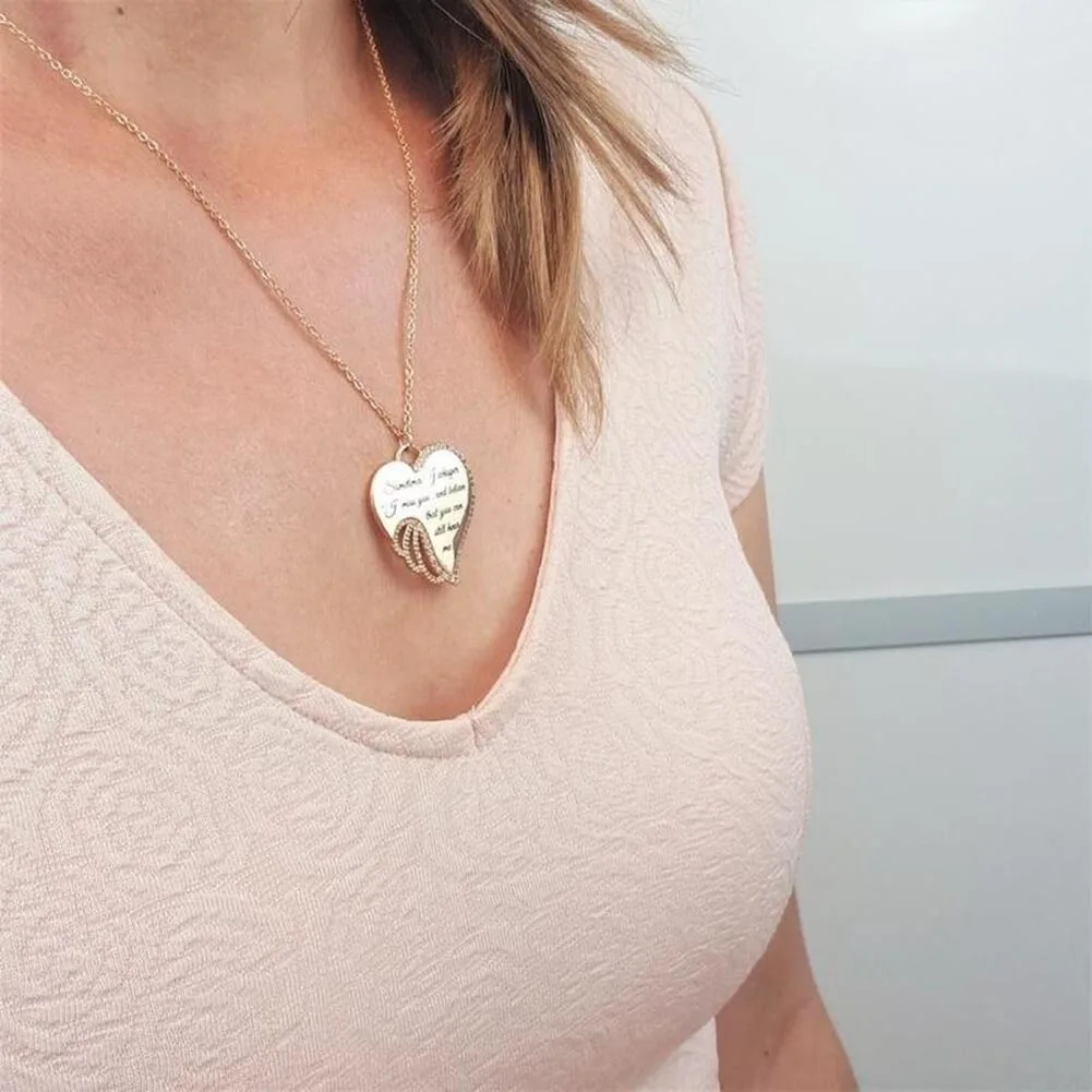 Модное ожерелье с крыльями ангела буквами сердечками стразами женское ювелирное