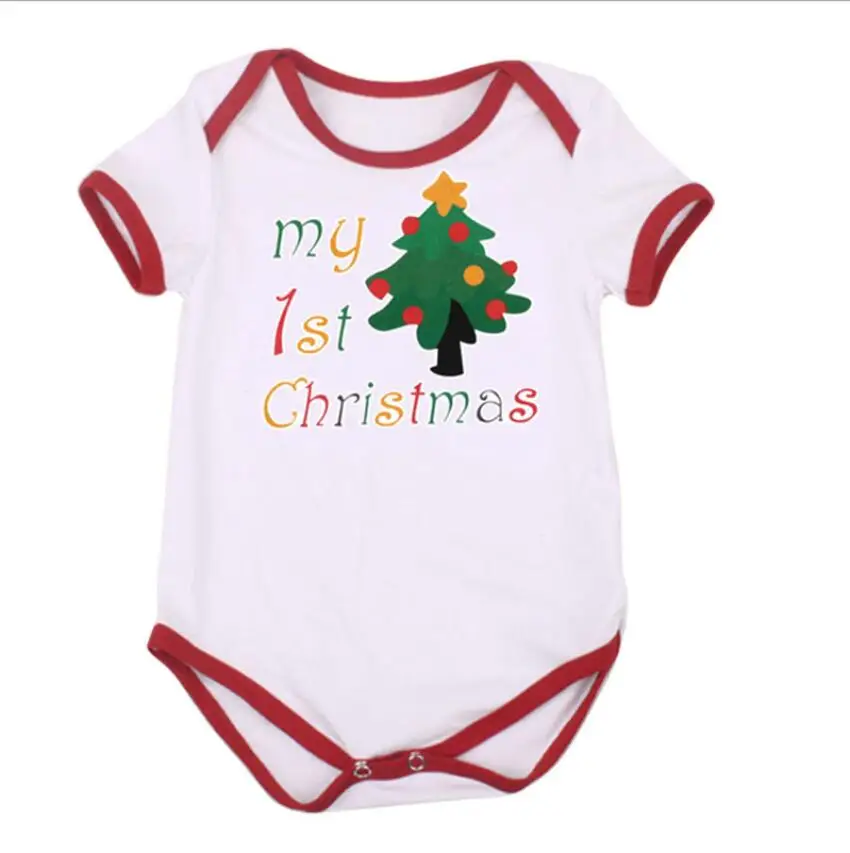 Детские комбинезоны для новорожденных с надписью My First Christmas Merry 1st костюмы на