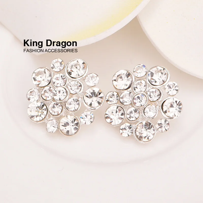 Новое поступление прозрачные пуговицы со стразами Пришивные цветы по центру или